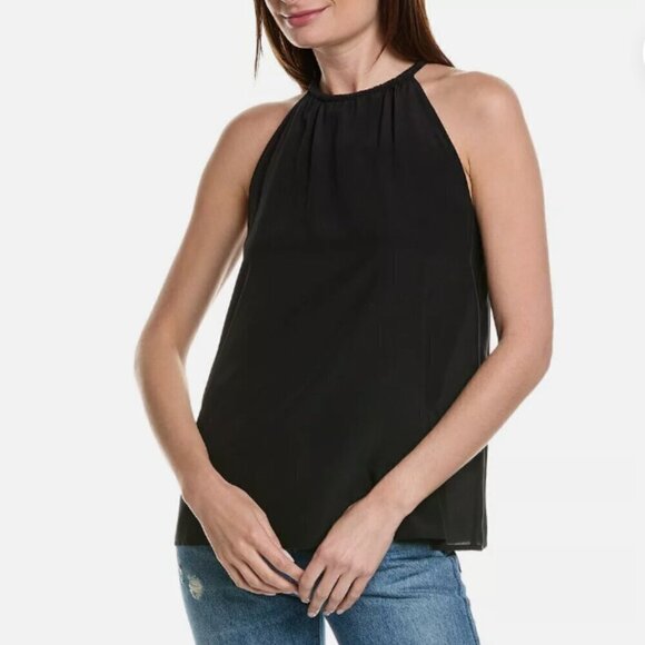 A.L.C.  NWT Women's Black Sleeveless Halter Neck Kinsa Ii Silk Top Size 12 - Picture 1 of 13